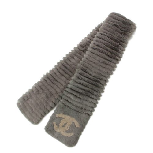 シャネル ココマーク オリラグファー ラビット マフラー カーキ