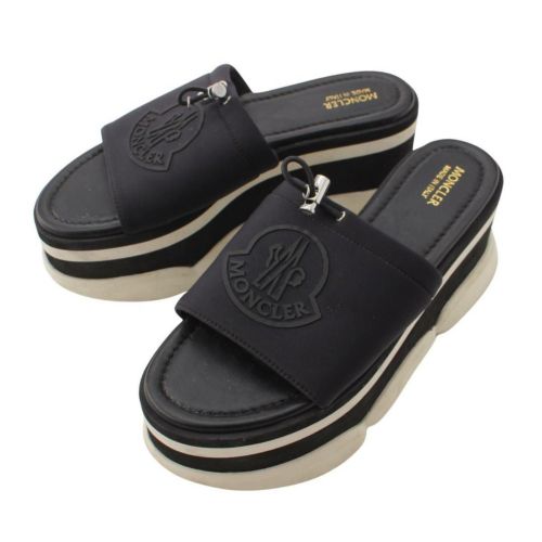 モンクレール Moncler BETSY SANDALO ロゴ 厚底 フラット ビーチサンダル ミュール ブラック 37