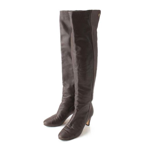 シャネル 13B レザー バックジップ ひざ上 ロングブーツ G29199 ブラウン 37 1/2