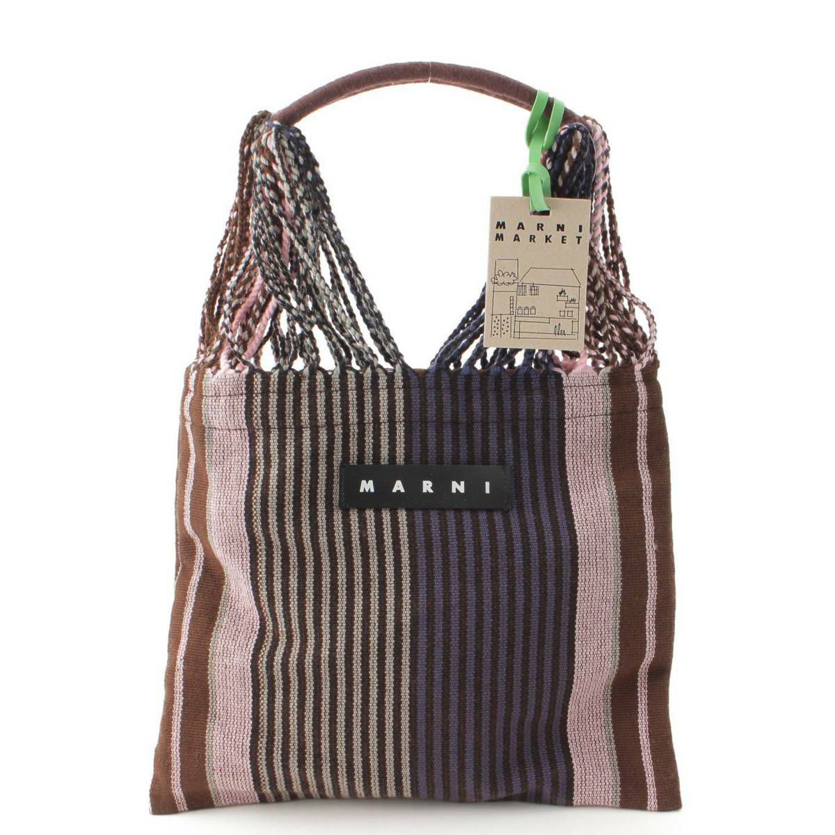 美品✨マルニ ハンモックバッグ トート ロゴ A4可能 ニット マルチカラー Marni マーケット ハンモック ニット トートバッグ マルチカラー