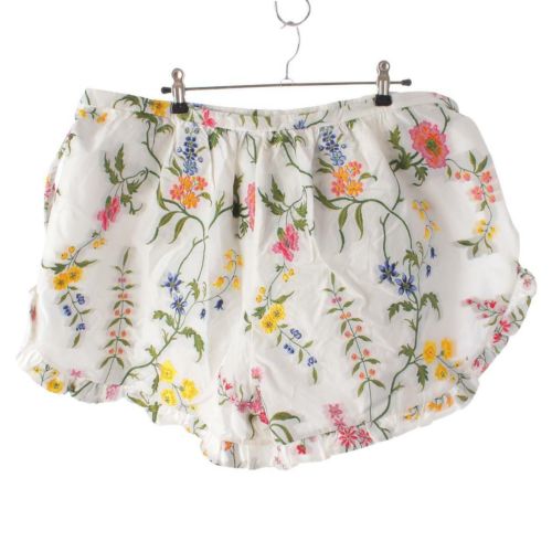 クリスチャンディオール Christian Dior 23SS Petites Fleurs 花柄 ビー刺繍 フリル ショートパンツ 321P04A3711 ホワイト 36