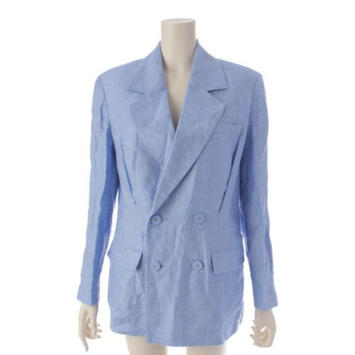 マイラン パッドショルダー リネン ダブルジャケット MY23SS-JK004 シーブルー F