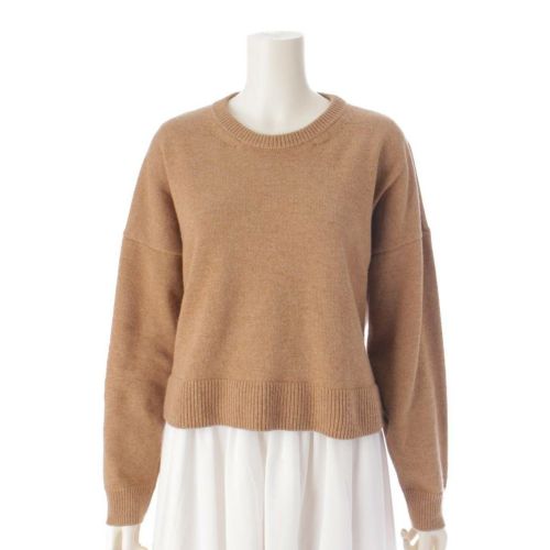 セリーヌ 22SS ヘリテージカシミヤ トリオンフ クルーネック 長袖 ニット セーター キャメル S