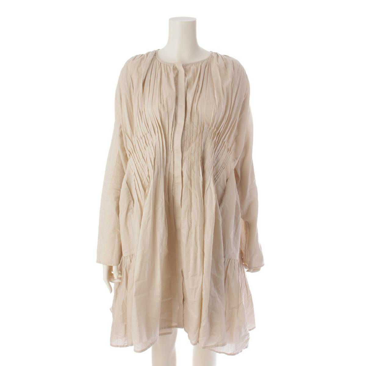 マーレット マーテル プリーツ ギャザー ティアードドレス ワンピース ベージュ M