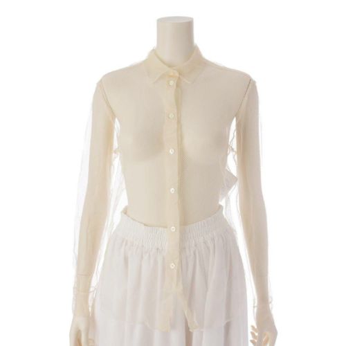 ディオール DIOR 20AW メッシュ 長袖 チュール シャツ ブラウス 051B27A8648 アイボリー 34