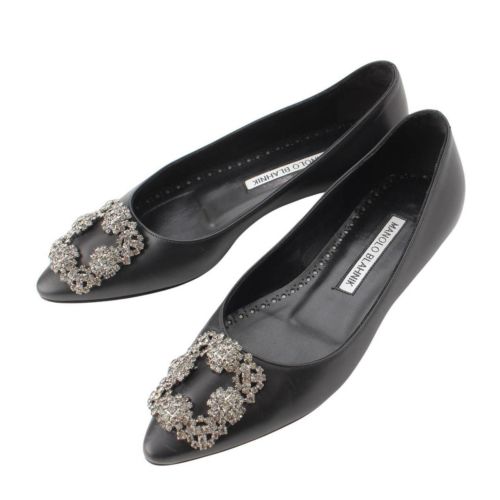 Manolo Blahnik ネイビー オープントゥパンプス 黒 39