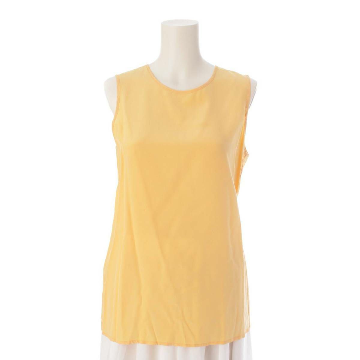 シャネル ヴィンテージ ノースリーブ シルク ブラウス P01212 イエロー 38