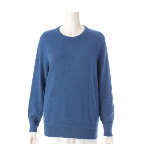 ルイヴィトン LV サークルロゴ クルーネック カシミヤ×ウール ニット セーター ブルー XS