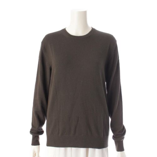 モンクレール Moncler 17年 ヴァージンウール 長袖 ロゴワッペン ニット セーター カーキ S