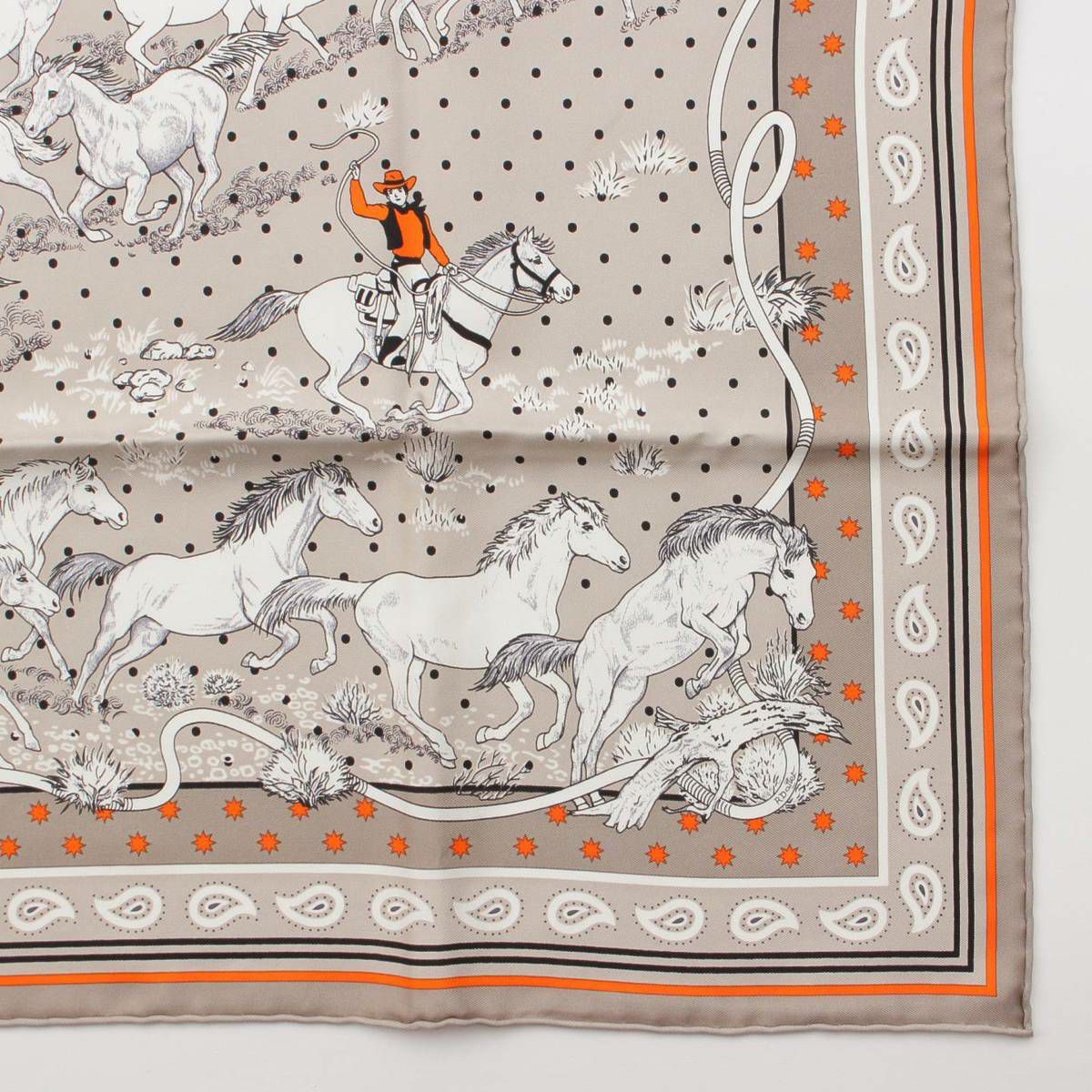 エルメス カレ55 シルク スカーフ Les Mustangs Bandana 野生馬