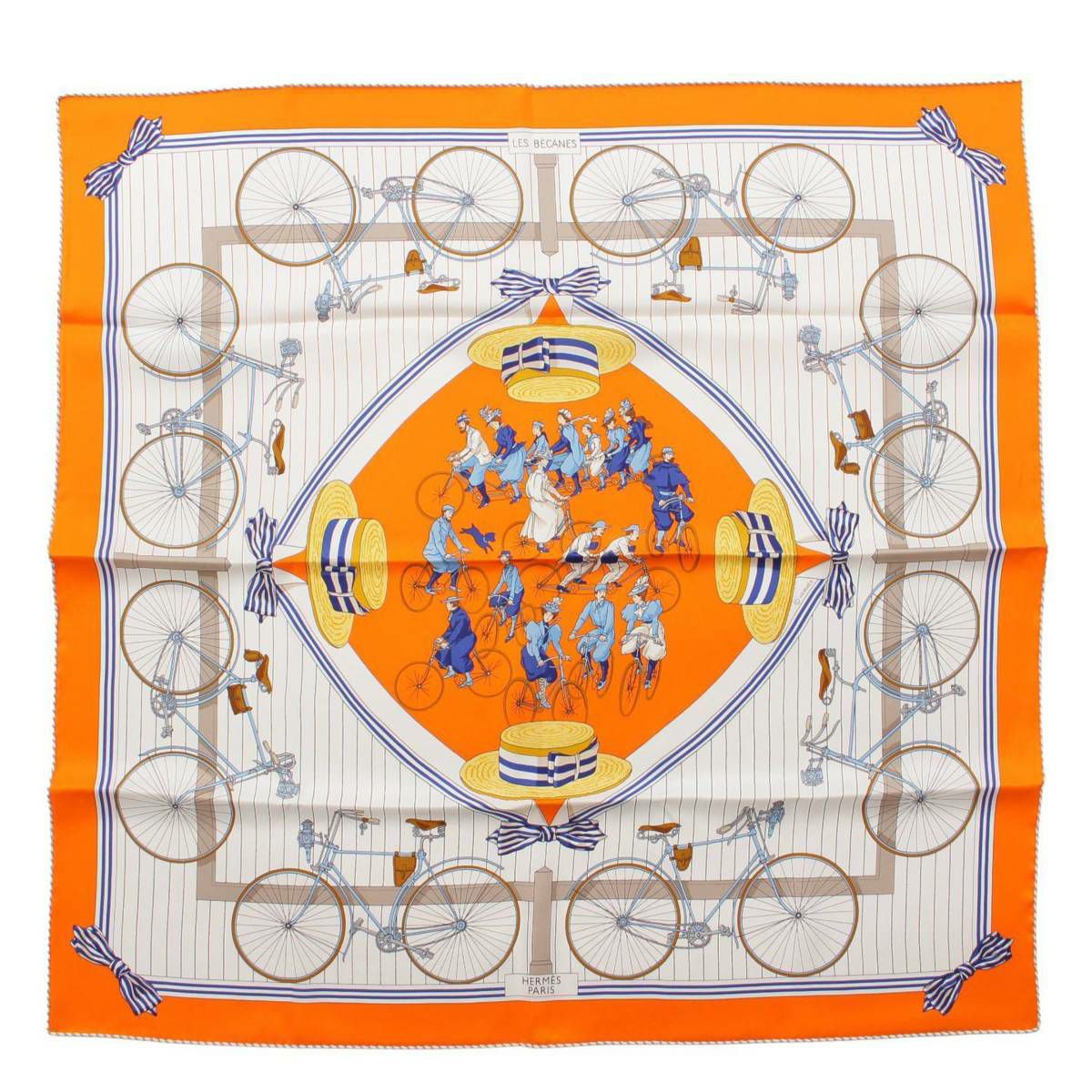 エルメス Hermes カレ70 シルクスカーフ LES BECANES 自転車 H983866S