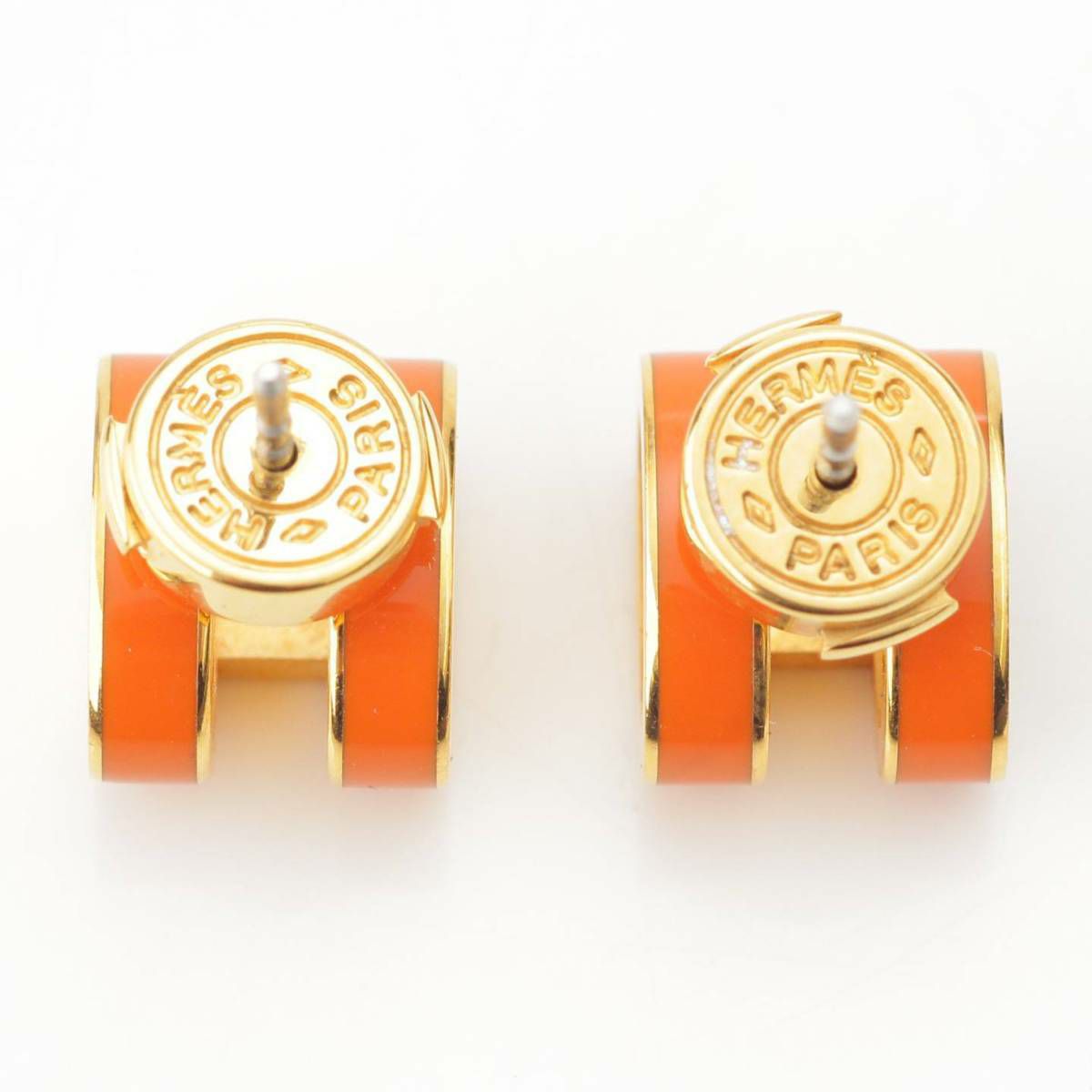エルメス Hermes ポップアッシュ Hロゴ ピアス アクセサリー オレンジ