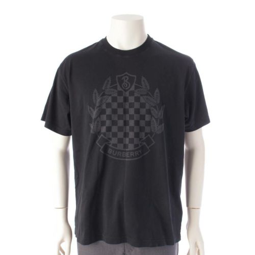 バーバリー Burberry メンズ チェッカークレスト コットン 半袖 Tシャツ 8071174 ブラック XS
