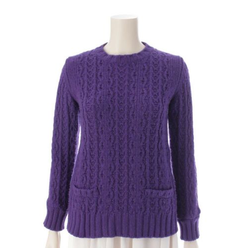 モンクレール Moncler MAGLIONE ウール×カシミヤ ケーブルニット セーター ロゴワッペン 90727 パープル S
