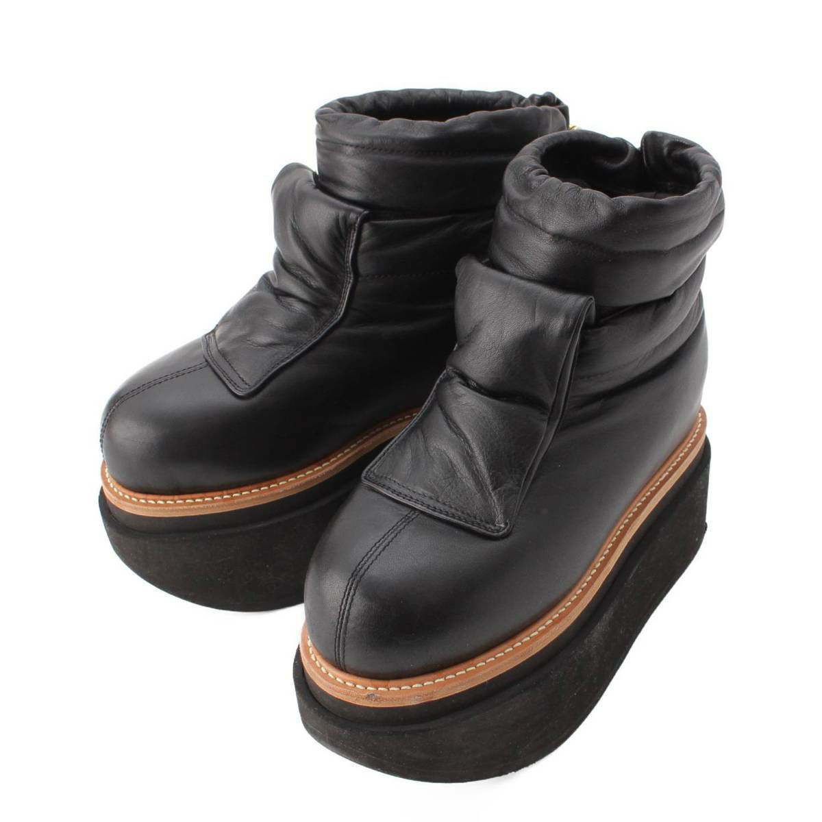 サカイ sacai 22年 パテッド レザー キルティング ブーツ シューズ 22 