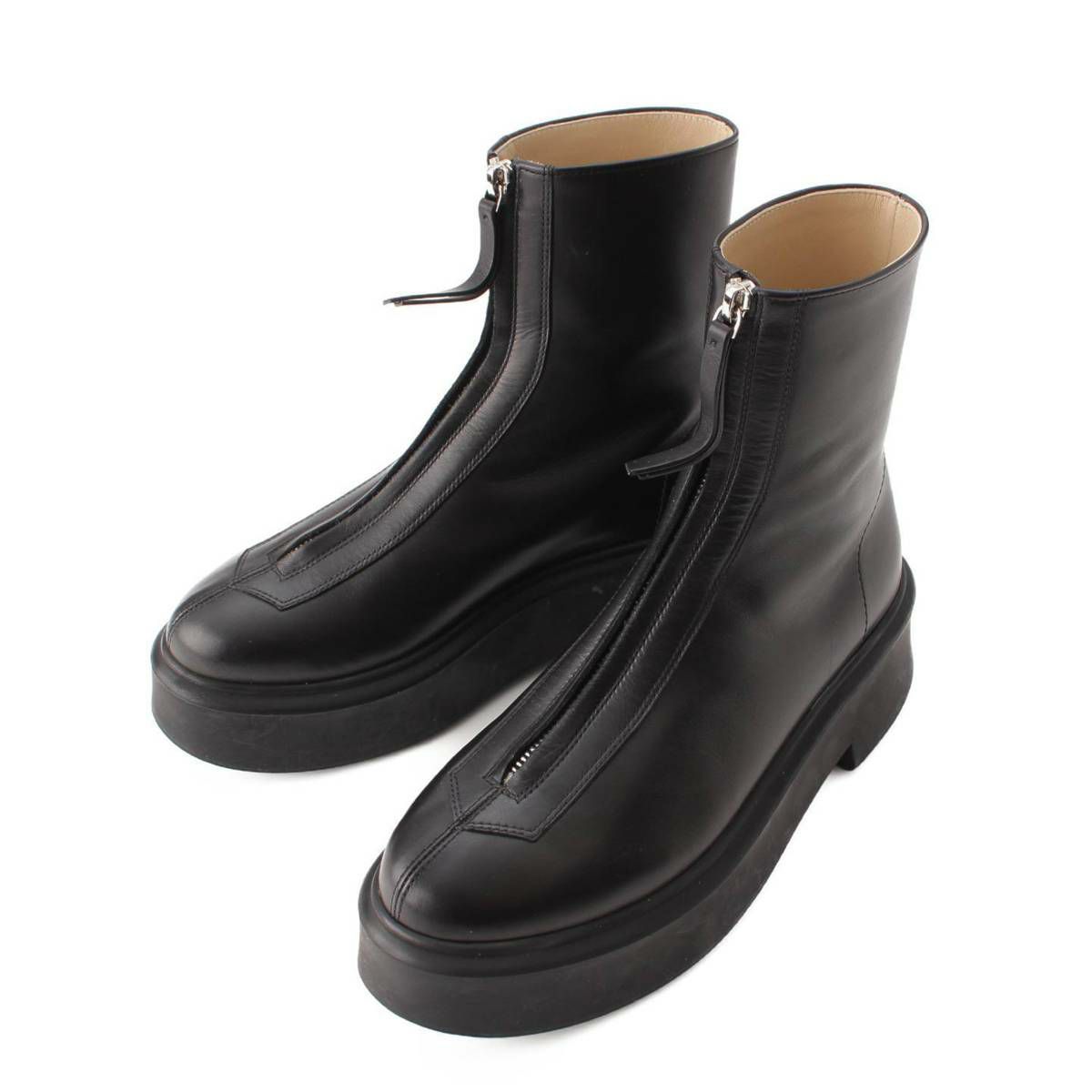 ザロウ THE ROW Zipped Boot 1 レザー ショート ジップアップ ブーツ 