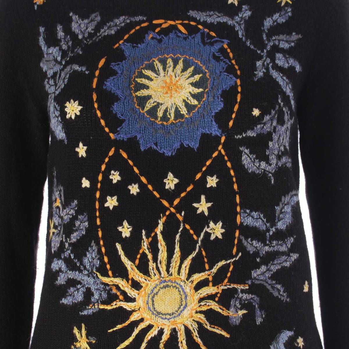 【美品】クリスチャンディオール 長袖ニット ボーダー ラメゴールド CDロゴ刺繍 ディオール DIOR カシミヤ 刺繍 長袖 ニット セーター トップス