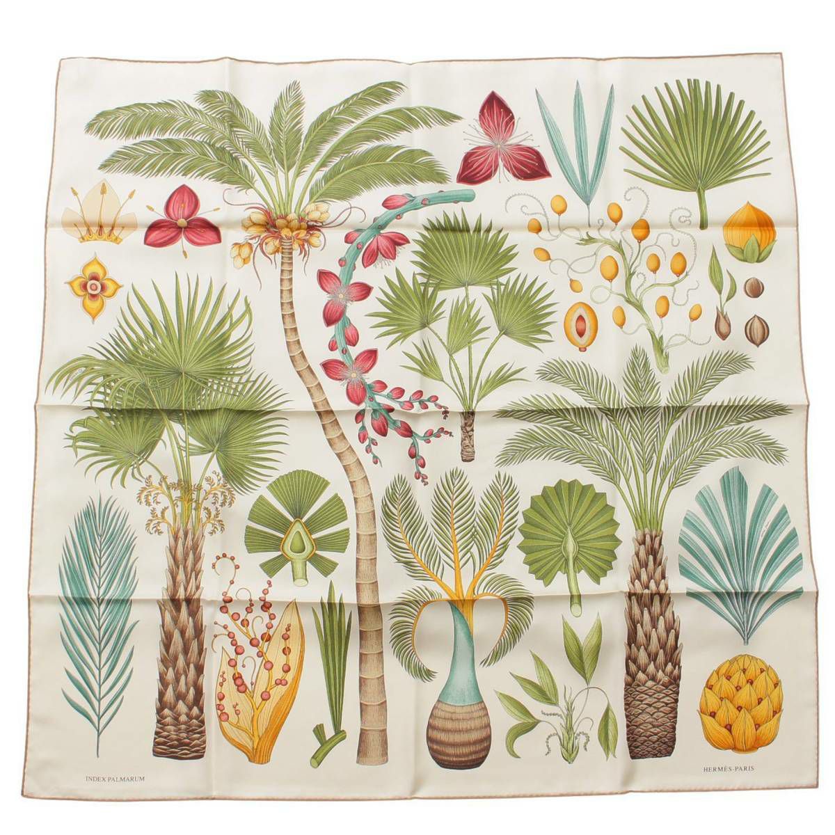 エルメス Hermes カレ90 シルク スカーフ INDEX PALMARUM ヤシの目録