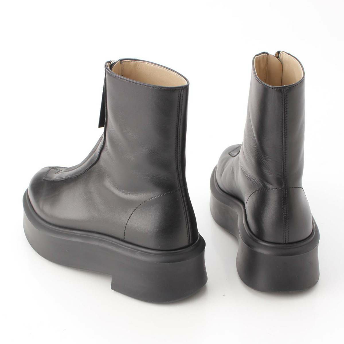 ザロウ THE ROW ZIPPED BOOT ショートブーツ レザー 36 黒