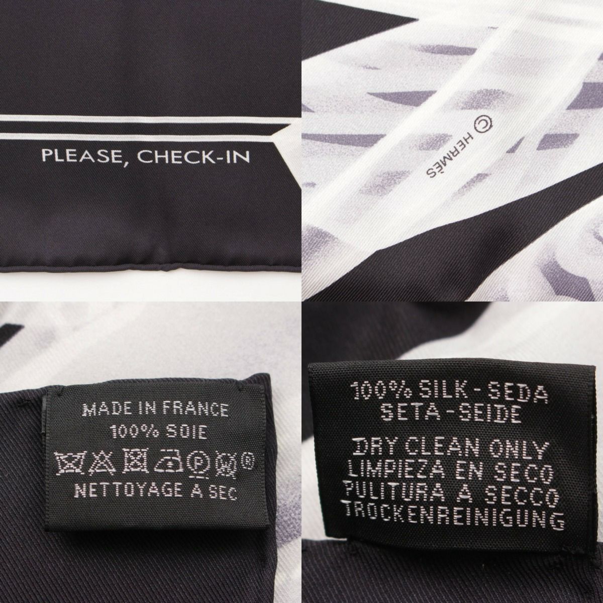 エルメス カレ70 シルク スカーフ PLEASE CHECK-IN プリーズチェック