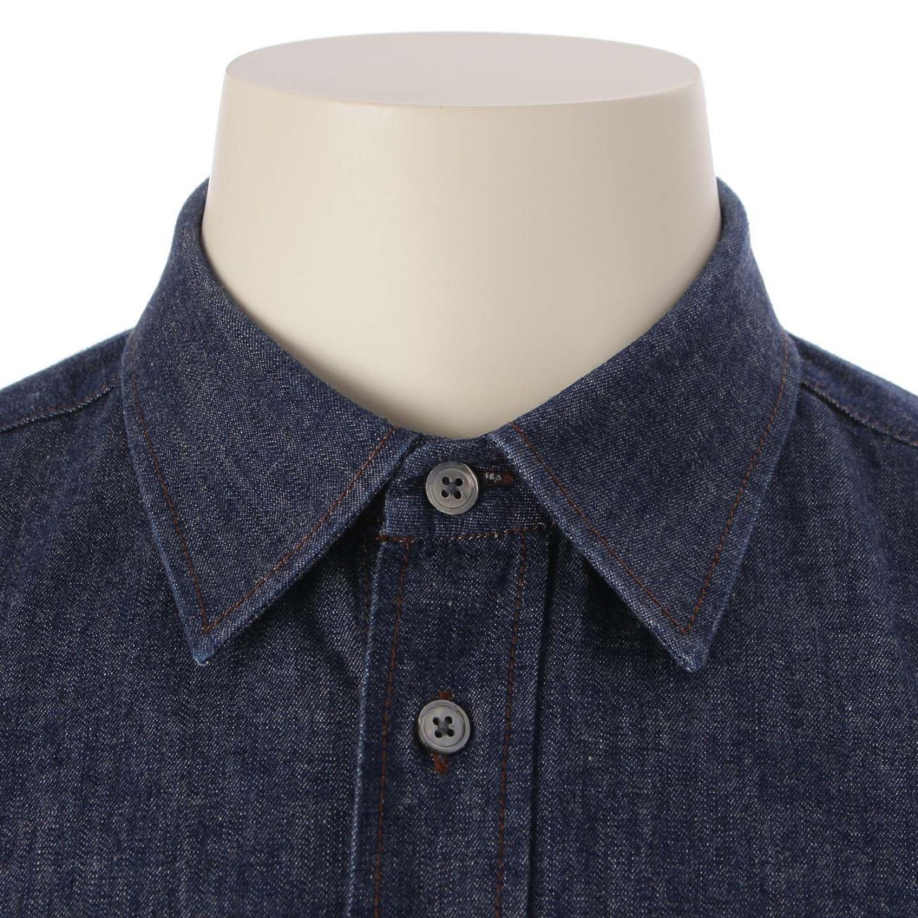 エルメス メンズ デニムシャツ オレンジステッチ トップス 濃紺