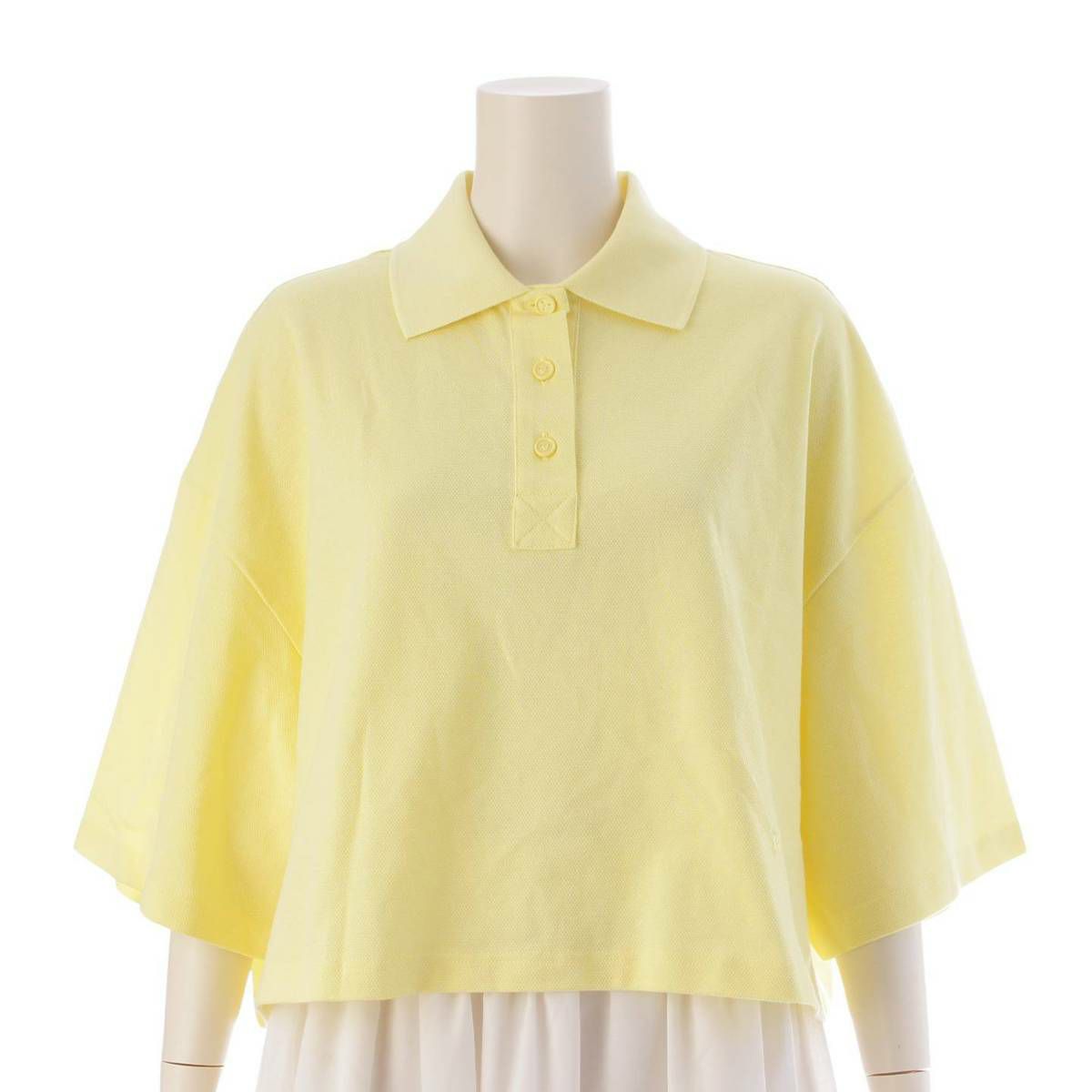 ボッテガヴェネタ Bottega Veneta 24年 クルーズコレクション ロゴ刺繍 半袖 クロップド ポロシャツ ライトイエロー S