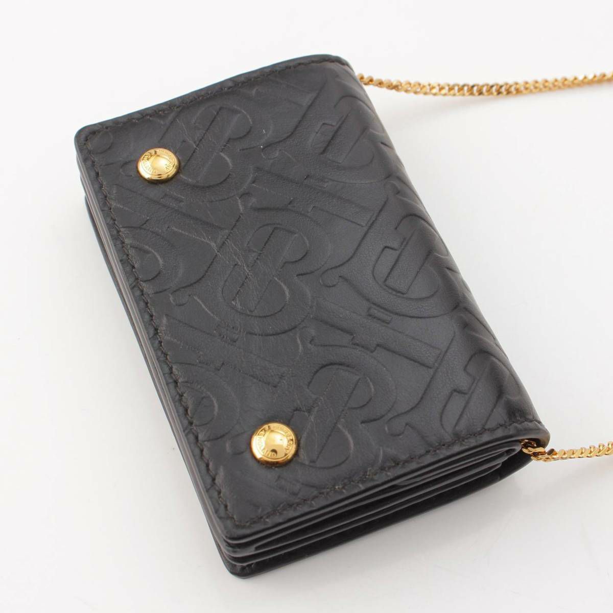 バーバリー Burberry TBモノグラム レザー チェーンウォレット コイン