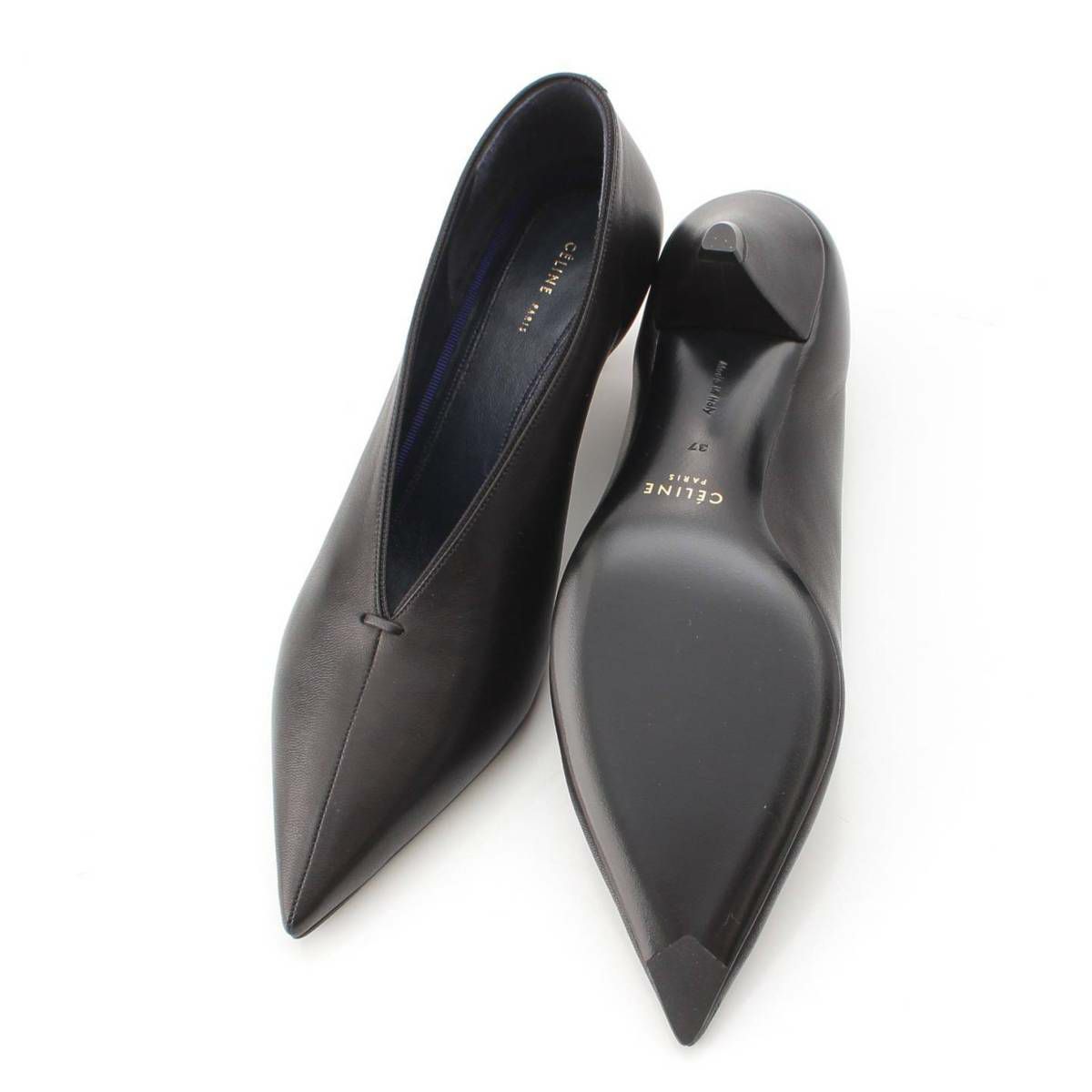 付属品全てあり！完売レア！セリーヌ　フィービー　エッセンシャル Vネックパンプス CELINE - 美品 セリーヌ CELINE パンプス フラットパンプス