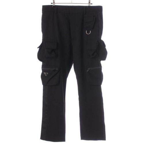 プラダ メンズ RE-NYLON GIMMICK ヴァージンウール カーゴパンツ SPH395 ブラック 50