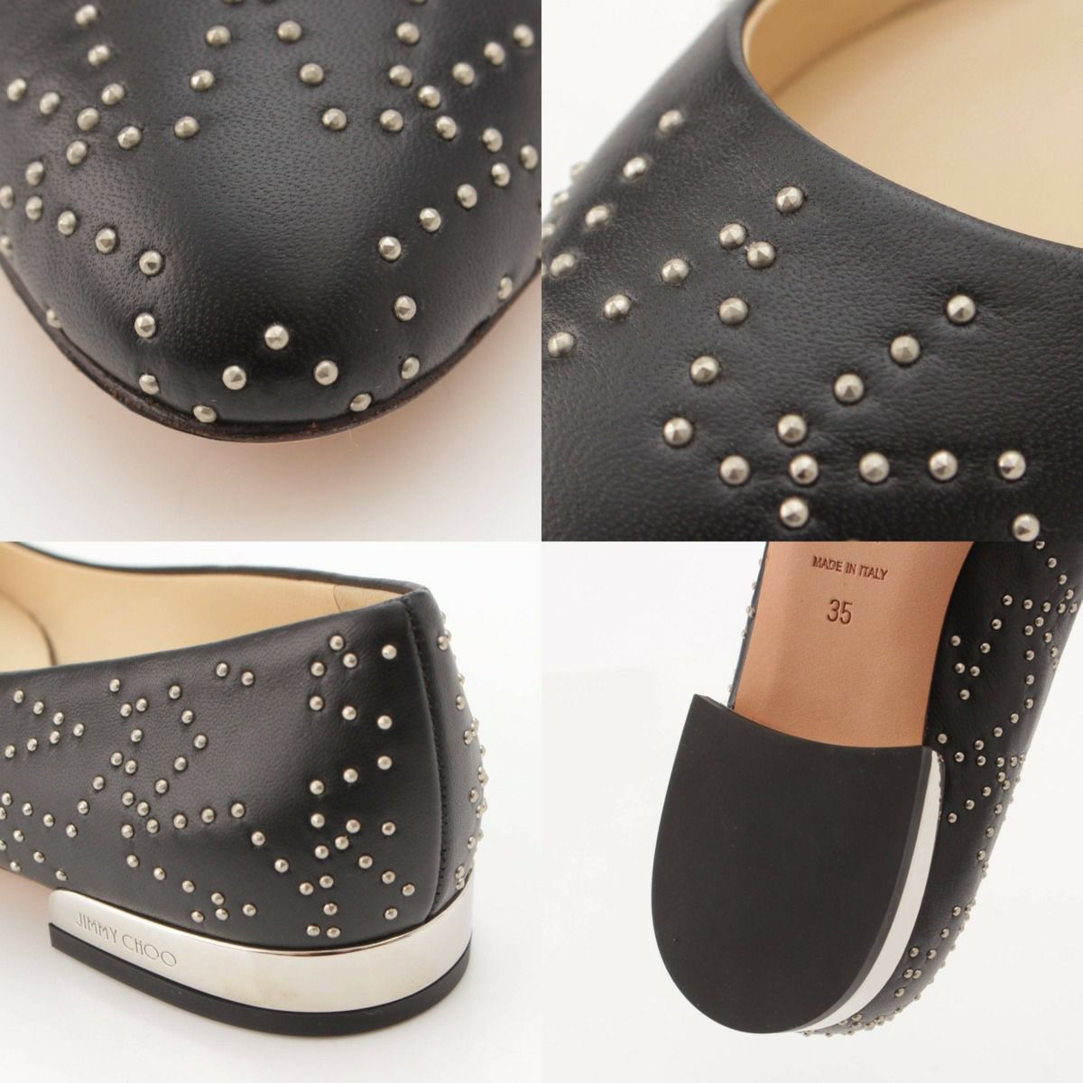 JIMMY CHOO スタッズフラットシューズ36 スタッズの贅沢使いに気分上がる！【JIMMY CHOO】のフラット