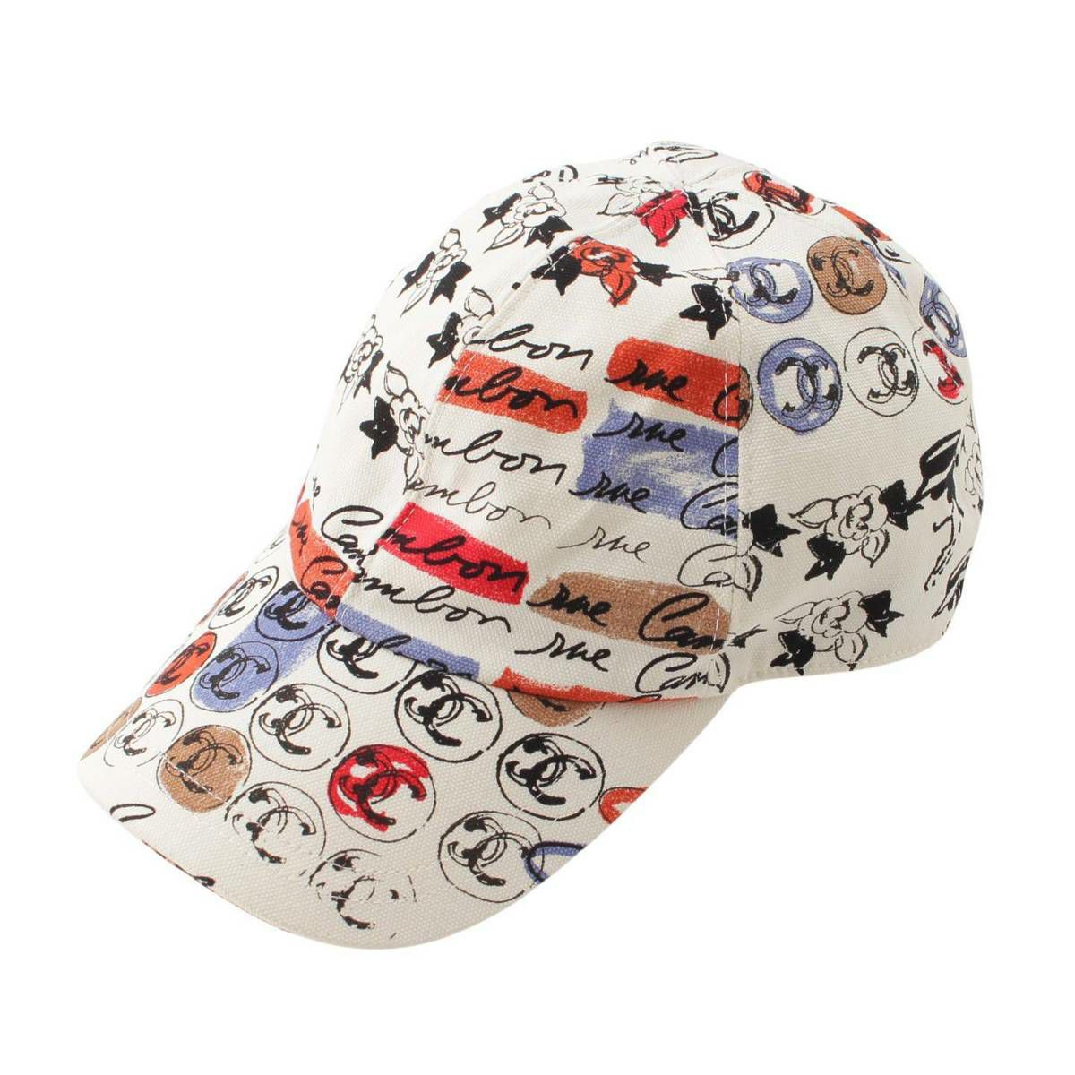 CHANEL カメリア柄キャップ シャネル Chanel 06年 ココマーク カメリア ロゴ マドモアゼル