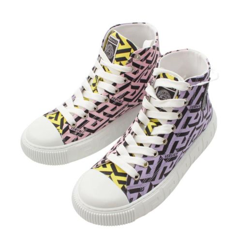 ヴェルサーチェ Versace ラ グレカ シグネチャー La Greca キャンバス ハイカット スニーカー マルチカラー 36