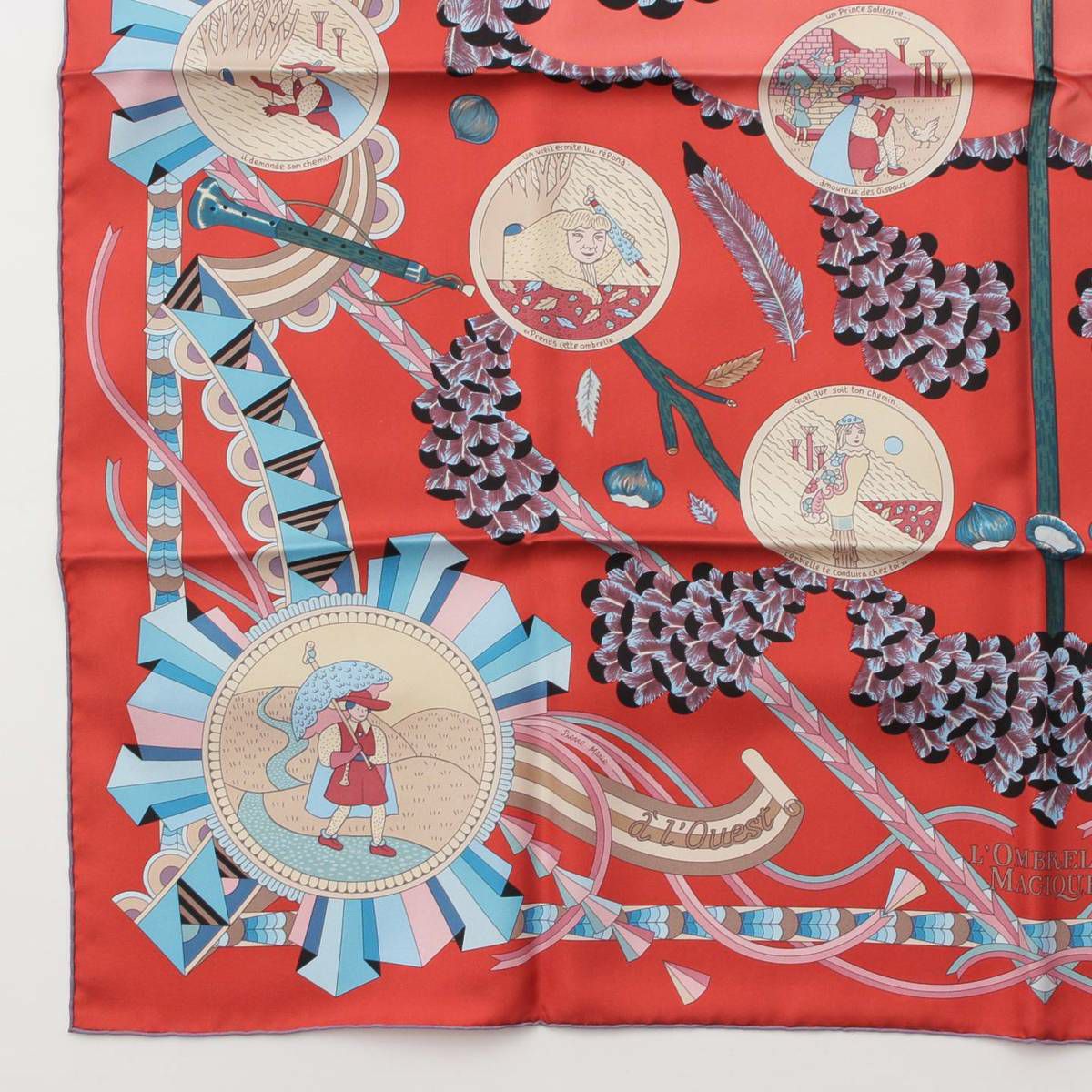 美品】HERMES エルメス カレ90 シルク スカーフ 魔法の杖傘 HERMES