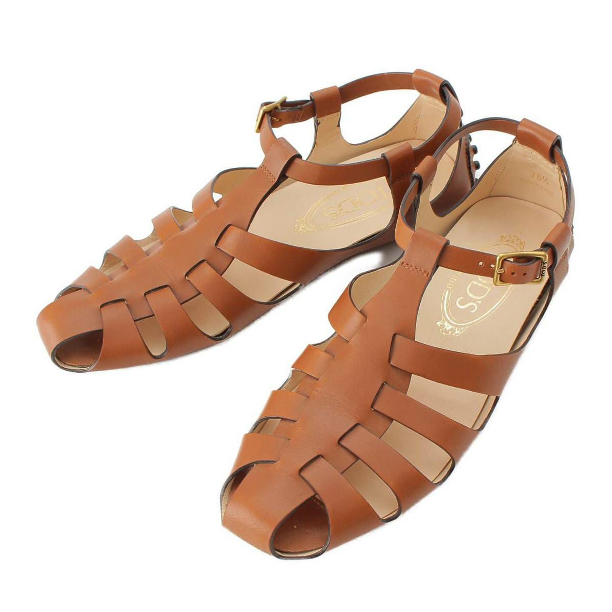 TOD’S トッズ レザー ストラップ グルカサンダル 36 1/2 ブラウン トッズ レザー ストラップ グルカサンダル ドライビングシューズ