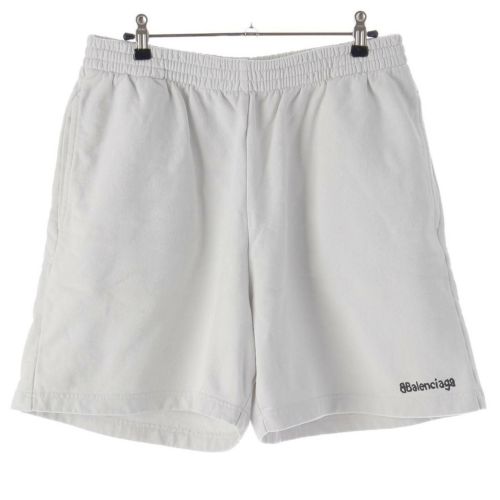 バレンシアガ 23AW メンズ BB CORP ロゴ プリント リラックス ショートパンツ 676137 ホワイト XS
