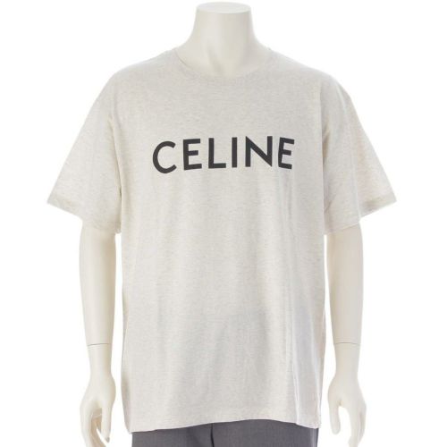 セリーヌ メンズ ロゴスクリーンプリント ルーズ Tシャツ トップス 2X681657 ベージュ L