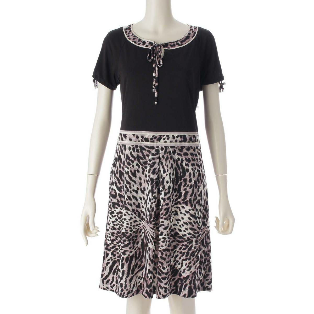 LEONARD カンカン ワンピース 半袖 レオパード柄 S M