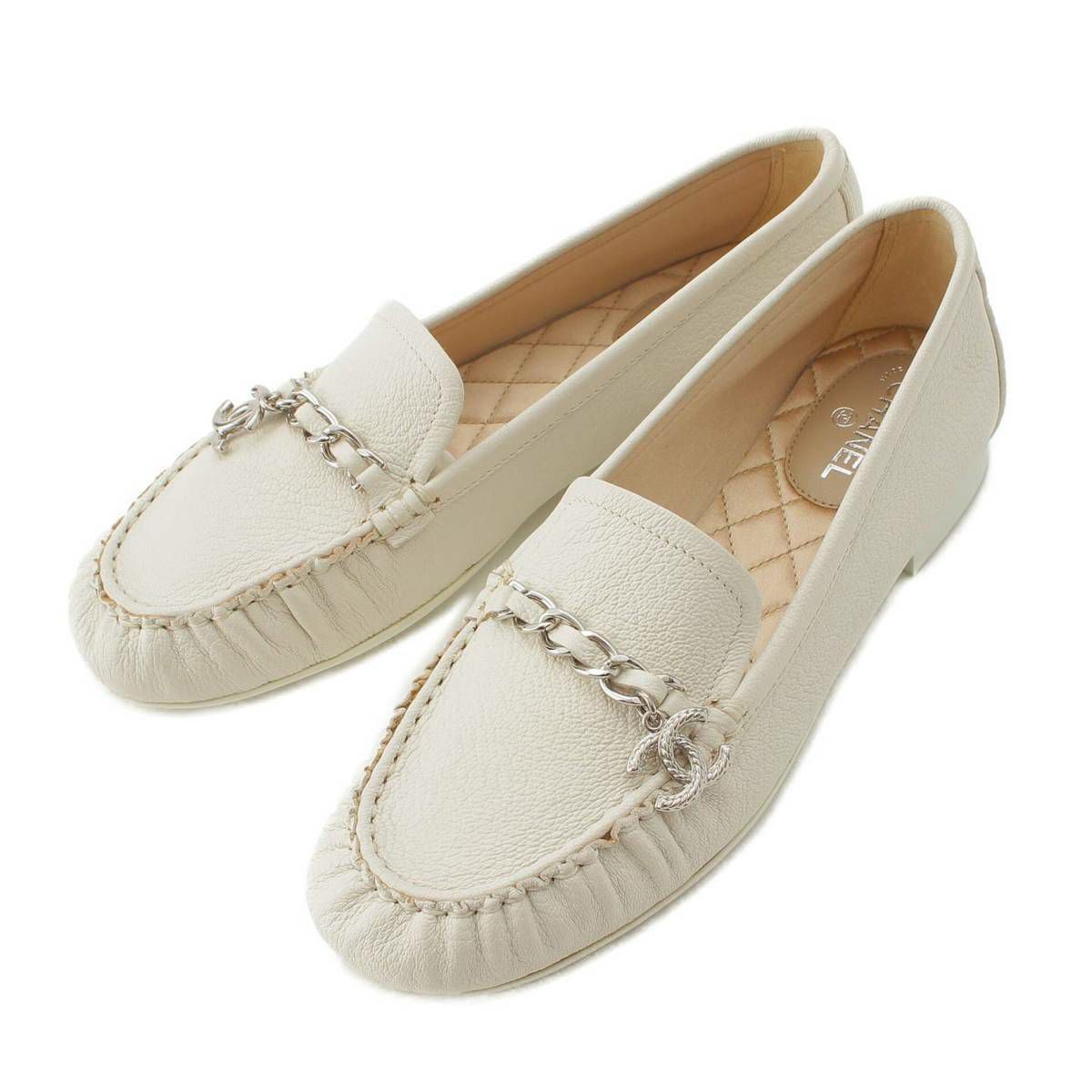 シャネル 18A ココマーク チェーン チャーム レザー ローファー G33760