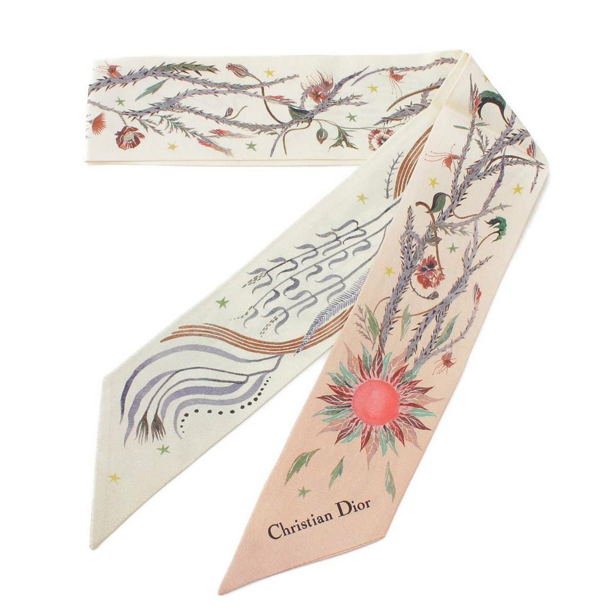 クリスチャンディオール ミッツァ スカーフ ホワイト 花柄（ディオール  