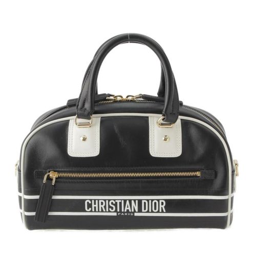 ディオール DIOR VIBE ヴァイブ ロゴ スモール ボストンバッグ ボーリングバッグ ブラック×ホワイト