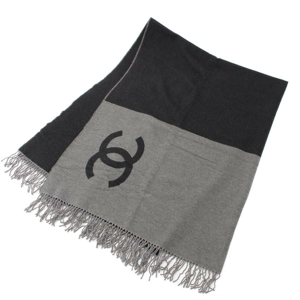 CHANEL シャネル ストール グレー ココマーク カシミヤ82