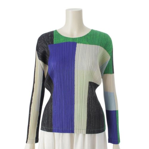 プリーツプリーズ イッセイミヤケ PLEATS PLEASE ISSEY 長袖トップス カラーブロッキング 幾何学柄 総柄 PP13-JK651 マルチカラー 3