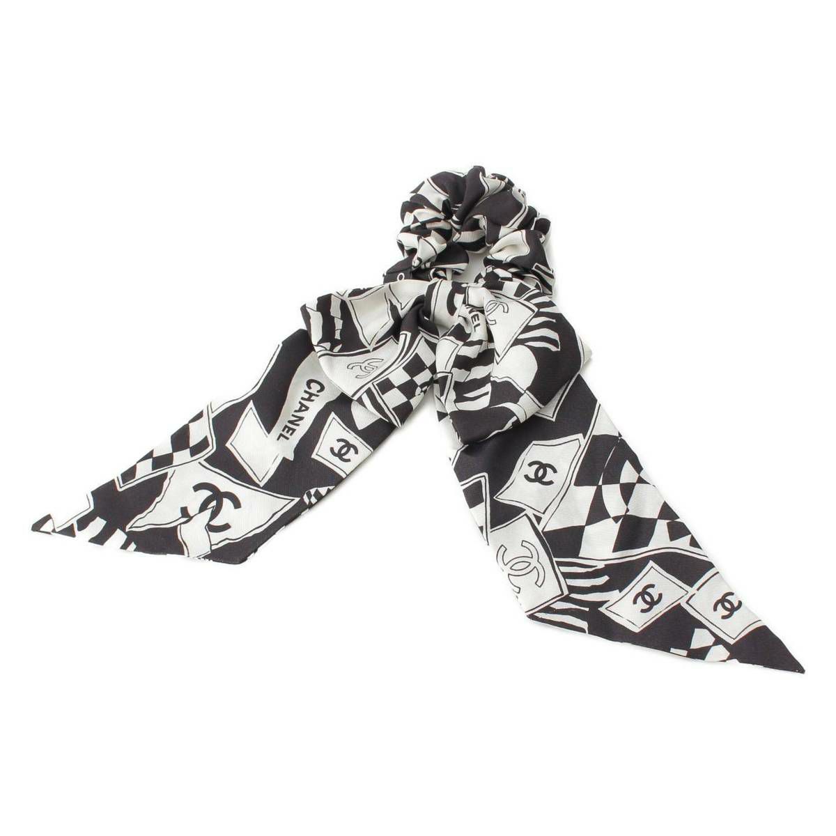 シャネル 23C ココマーク シルク シュシュ リボン ヘアアクセサリー