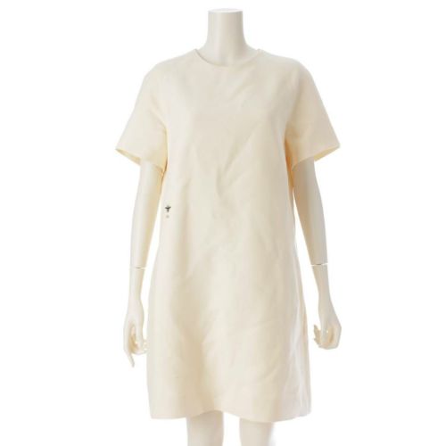 ディオール DIOR 24SS ビー刺繍 シルク ワンピース ストレートドレス 341R26A1166 アイボリー 42