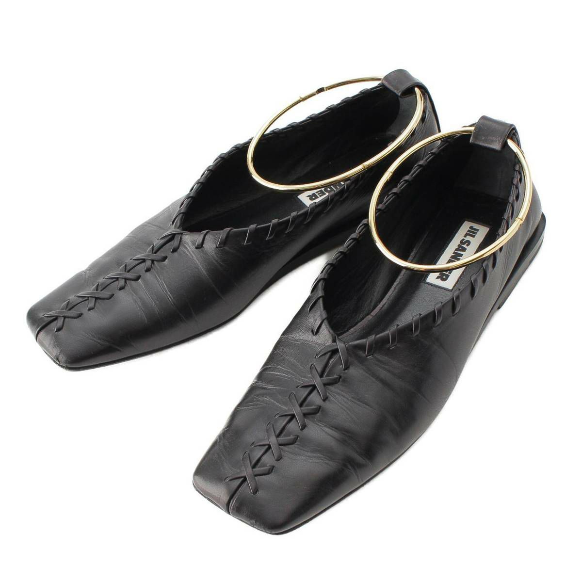 JIL SANDER アンクレット スクエアトゥ パンプス バレエシューズ JIL SANDER ジルサンダー バレエシューズ メタルアンクレット