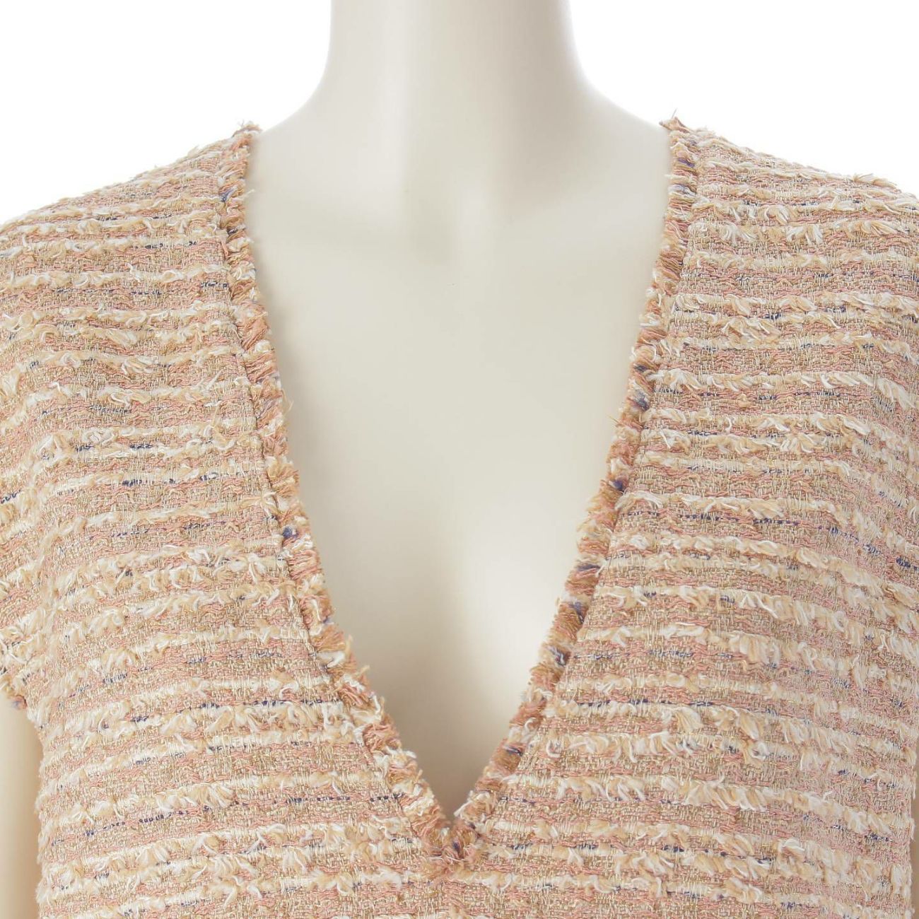 ドゥロワー DRAWER ファンシーツイード コットン ノースリーブ ベスト