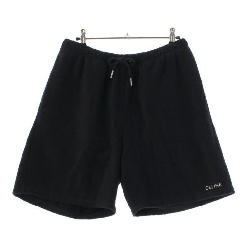 セリーヌ 24SS メンズ ロゴ テリーコットン ショートパンツ 2Z709372Y.38AW ブラック M【中古】【正規品保証】