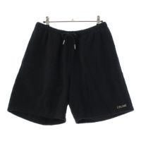 CELINE セリーヌ　リネン　ハーフパンツ　シルバーロゴボタン　38 CELINE セリーヌ リネン ハーフパンツ シルバーロゴボタン 38