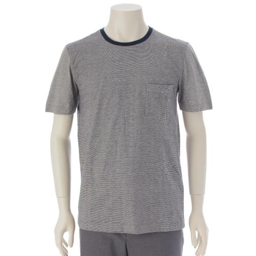 ルイヴィトン メンズ Tシャツ 胸ポケット付き LVロゴ 刺しゅう カットソー トップス グレー