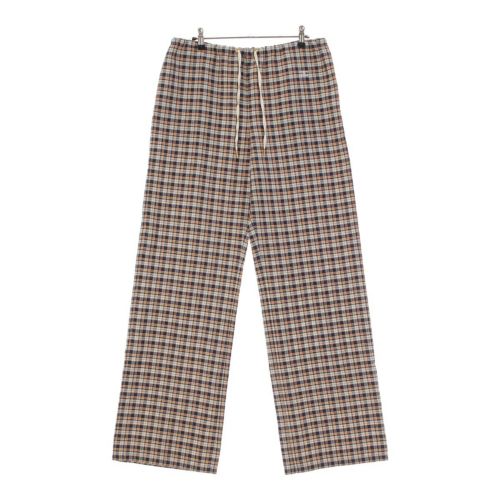 セリーヌ 24年 シルク トリオンフ チェック柄 ストレート パンツ スラックス 2P52A792X.07ZD ネイビー×ベージュ×クレ 36